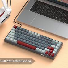 Magegee 75%機械鍵盤,84鍵連線電玩鍵盤,藍軸輕觸鍵帽並搭配冰藍背光小型緊湊辦公室鍵盤,可攜式電競鍵盤適用於pc Windows玩家 - 黑色 - 查看 6