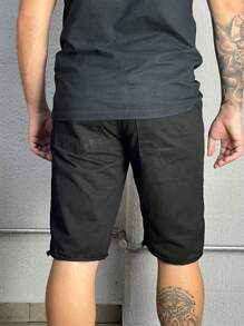 Men Denim Shorts - 黑色 - 查看 4