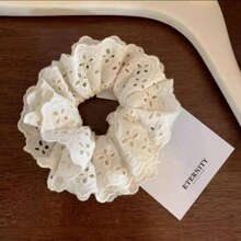1入組精緻的蕾絲邊的髮圈,高端大氣的球型頭,甜美的女孩心形髮圈髮飾 - 彩色 - 查看 5