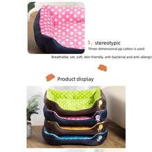 1入組牛津布+短毛絨+pp材質寵物床、柔軟溫暖、透氣、適用於小型和中型貓狗、四季通用、棒棒糖圓點設計 - 綠色 - 查看 6