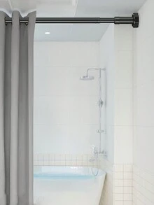 1只免打孔伸縮窗簾桿,多功能淋浴窗簾桿,浴室窗簾桿,浴室配件,室內外窗簾桿 - 銀色 - 查看 6