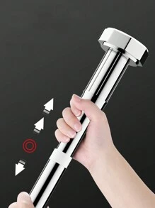 1只免打孔伸縮窗簾桿,多功能淋浴窗簾桿,浴室窗簾桿,浴室配件,室內外窗簾桿 - 銀色 - 查看 3