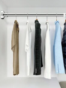 1只免打孔伸縮窗簾桿,多功能淋浴窗簾桿,浴室窗簾桿,浴室配件,室內外窗簾桿 - 銀色 - 查看 7