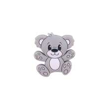 1入新款矽膠小熊造型珠子,適用於兒童藝術和手工藝品,創意彩色矽膠珠飾品配件 - 灰色 - 查看 1