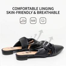 Trary Women'S Flats Mules, Pointed Toe Backless Loafers Women Shoes, Mules For Women Flats Comfortable, Cute Flats For Women, Slip On Womens Mules, Office Shoes For Women, Business Casual Shoes - 黑色 - 查看 2