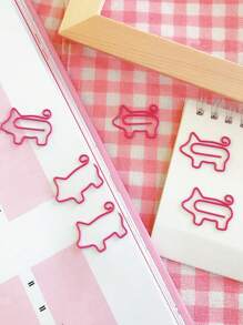 10 个粉色猪形金属活页夹，创意可爱的动物形回形针，适用于书包和文件，适合返校 - 彩色 - 查看 4