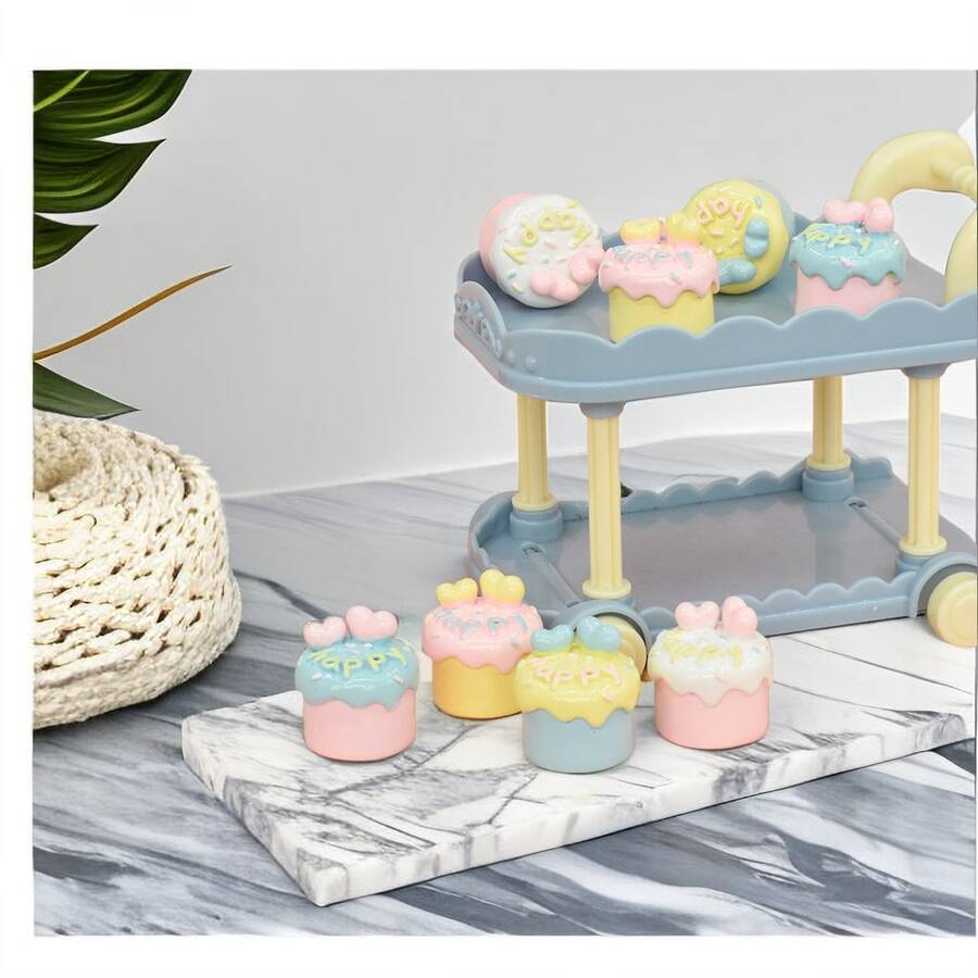 1入DIY樹脂配件，馬卡龍，乳酪蛋糕，立體食物玩具，批量蛋糕飾品，鑰匙扣吊墜 - 黃色愛心 - 查看 1