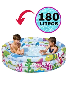 Piscina Infantil Inflável 180 Litros Colorida 3 Anéis - Multicolorido - Visão 10