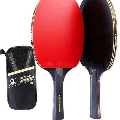 2 PCS  Premium Table Tennis Paddle With Ergonomic Handle And Storage Bag - Perfect For Training And Tournaments Send Three Ping-Pong Balls Some Parts Are Sent Random