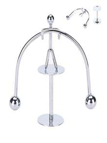 動力桌面雕塑：不斷運轉的玩具,辦公室裝飾和獨特的減壓禮物 - 銀色 - 查看 3