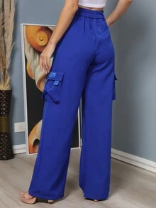 Women Pants - 寶藍色 - 查看 4