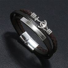 Cross-Border Fashionable Alloy Anchor Leather Bracelet With Multi-Layered Leather Weaving Design For Men - Multicolor - View 9