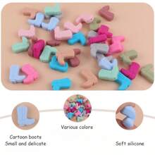 1pc New Style Children's Art And Craft Silicone Boot Beads, Creative Cartoon Diy Kids' Silicon Colorful Handmade Jewelry Beading Accessory - Hot Pink - View 5