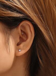 Women's Cubic Zirconia Decorated Silver Stud Earrings, Suitable For Daily Wear - Silver - View 4