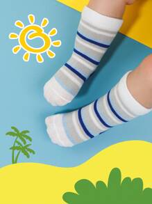 5p 藍色橫條紋竹纖維嬰兒襪 - 彩色 - 查看 7