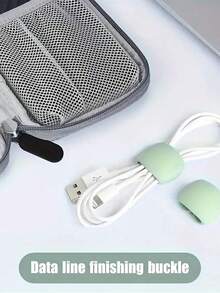 1入/4入組矽膠電纜綁帶，用於電纜管理，可重覆使用的家用電纜整理器，聽歌器、手機充電器、滑鼠、音頻、電腦的矽膠電纜收納和固定，電纜包裝和收納，適用於辦公室、廚房、學校、旅行 - 粉色 - 查看 11