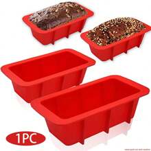烘焙模具,吐司盒模具,不粘硅膠烘焙模具,1入組麵包盤硅膠模具,適用於diy蛋糕、麵包、肉糕和煎餅,可以放在冰箱、微波爐和烤箱使用 - 紅色 - 查看 1