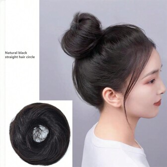 1入組女式合成纖維鬆緊帶，可用於馬尾，丸子頭，髮量豐盈的髮型，高彈力鬆緊帶休閒款