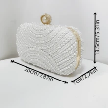 時尚的人造珍珠晚宴派對手拿包,多用途 - 白色 - 查看 8