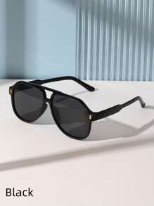 1 件女士时尚超大飞行员时尚眼镜带铆钉装饰，适合旅行、驾驶和日常佩戴， - 黑色 - 查看 3