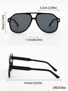 1 件女士时尚超大飞行员时尚眼镜带铆钉装饰，适合旅行、驾驶和日常佩戴， - 黑色 - 查看 12