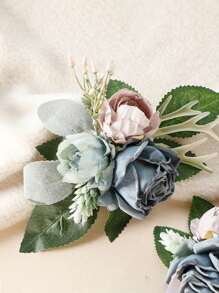 2Pcs Cake Topper Set, Wedding Artificial Flowers Decor Burnt Orange Cake Topper Decorations For Wedding Ceremony Anniversary, Wedding Home Decor(Blue) - Blue - View 8