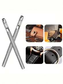 4件套皮革打孔工具套裝：輕鬆打造定制手錶錶帶和皮帶！ - 銀色 - 查看 3