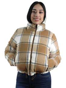 Chamarra Chaqueta Franela Premium Térmica Moda Para Dama - Camel - Ver 1