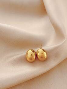 RAYQUEEN 1 Pair Stainless Steel Bead Stud Earrings, Minimalist Versatile Petite French Style Earrings, Suitable For Daily Wear - Earrings - View 3