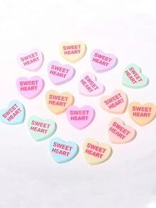 20 piezas Decoraciones lindas para arte de uñas, Diseño dulce con forma de corazón de 3D Rhinestone, Mezcla aleatoria de resina plana, Accesorios de arte de uñas DIY para el Día de San Valentín, Suministros para uñas - Multicolor - Ver 3