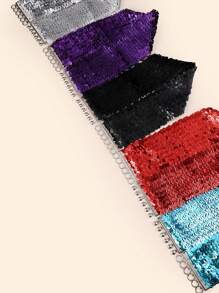 Dây thắt lưng lấp lánh phong cách Boho 1 dây cho nữ, dây thắt lưng co giãn hợp thời trang có trang trí sáng bóng - màu đen - Xem 2