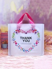 5pcs/10pcs Shopping Bag,Thank You For Multifunctional Handbag, Clothing Bag, Cosmetic Gift Bag Creative Heart Pattern Bag, Gift Delivery Packaging Bag - White - View 3