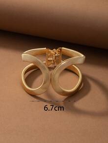 European And American Style Simple Fashion Metal Texture Striped Personalized Bracelet Retro Personalized Women Valentine's Day Gift - Yellow Gold - View 3