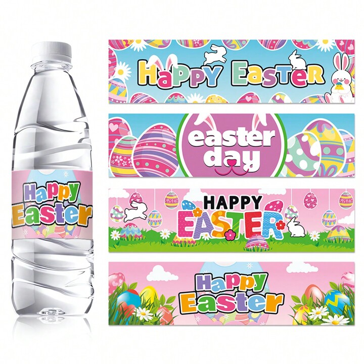 8 Sheets Easter Party Decorations Sticker Labels Bunny Carnival Party Water Bottle Sticker Waterproof Decals | SHEIN USA for Free Printable Easter Water Bottle Labels