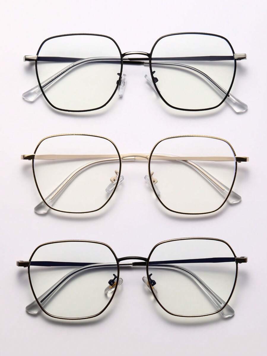 1 件装男士时尚齿轮框金属眼镜 - 彩色 - 查看 1