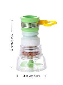 1pc Rotatable Water Filtering Faucet With Extendable Head, Bathroom Sink Tap Filter Nozzle For Anti-Splash - Green - View 2