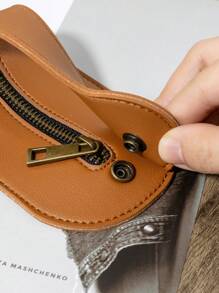 Brown Leather Self Defense Slapper Coin Bag, Boston Leather Slap Jack, Outdoor Coin Organizer - Brown - View 5