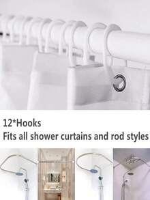 1pc Creative Ocean Elements Print, Simple & Stylish Style Bathroom Decor Shower Curtain, Waterproof - Multicolor - View 7