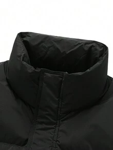 Men's Winter Front Pocket Down Vest Jacket With Flap - Black - View 3