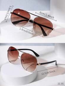 金属复古蛙镜飞行员时尚眼镜男士装饰眼镜 - 棕色 - 查看 4