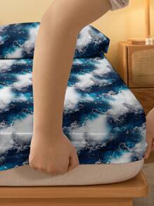 1pc Fashionable Simple Style Printed Fitted Sheet For Bedding, Home Decor
