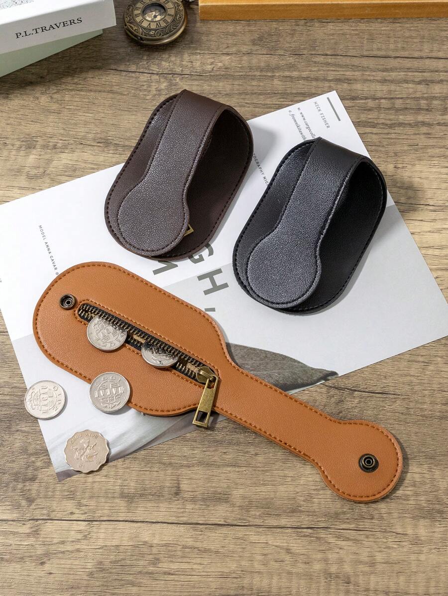 Brown Leather Self Defense Slapper Coin Bag, Boston Leather Slap Jack, Outdoor Coin Organizer - Brown - View 1