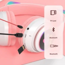 Wireless Cat Headphones With Cat Ears And LED Light