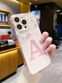 Funda rosa con gráficos de letras compatible con iPhone 11, iPhone 13, Galaxy S23 Ultra - Multicolor - Ver 4