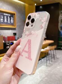 Funda rosa con gráficos de letras compatible con iPhone 11, iPhone 13, Galaxy S23 Ultra - Multicolor - Ver 6