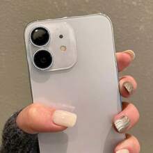 1 Set Of Black Stylish Rhinestone-Decor Anti-Scratch Lens Protective Film Compatible With IPhone 11/11pro/11promax/Iphone12 Mini/12/12pro/12promax/Iphone 13mini/13/13pro/13promax/14/14pro/14plus/14promax/15/15pro/15plus/15promax