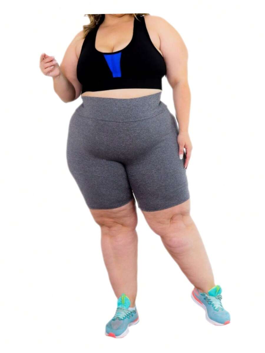 Plus Size Sports Shorts - 灰色 - 查看 1