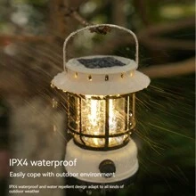1pc Outdoor Atmosphere Solar-Powered Vintage Portable Camping Lantern For Outdoor, Lighting, Yard, Bedroom Decoration, Outdoor Garden Lighting For Pathway, Yard, Patio - Solar Camping Light - View 3