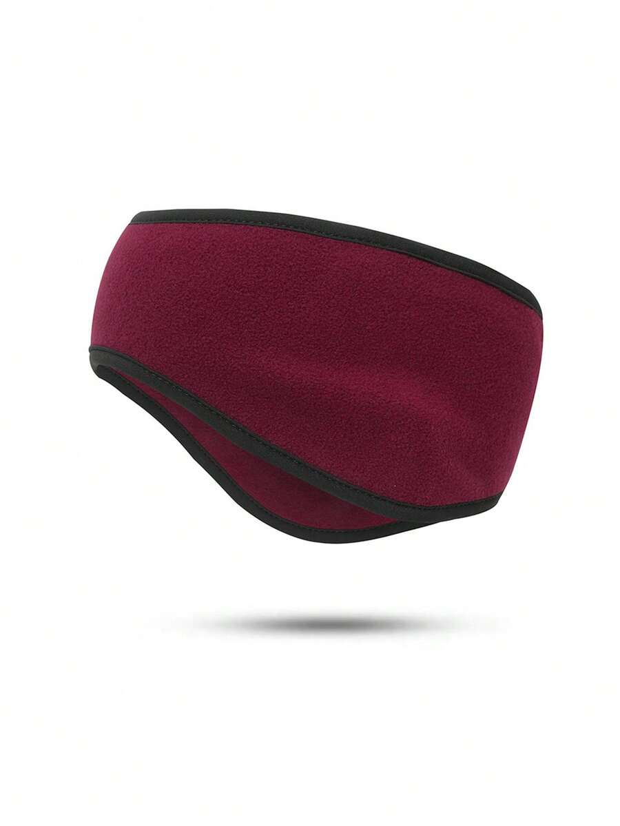 1pc Burgundy Fleece Headband Winter Sport Ear Warmer Hairband For Running, Cycling, Skiing - Burgundy - View 1