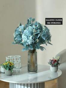 5入組人造尤加利莓枝,帶浆果葉子的假尤加利莓枝,綠色植物花卉裝飾品,適用於婚禮派對花卉佈置家居裝飾（天藍色） - 淺藍色 - 查看 3